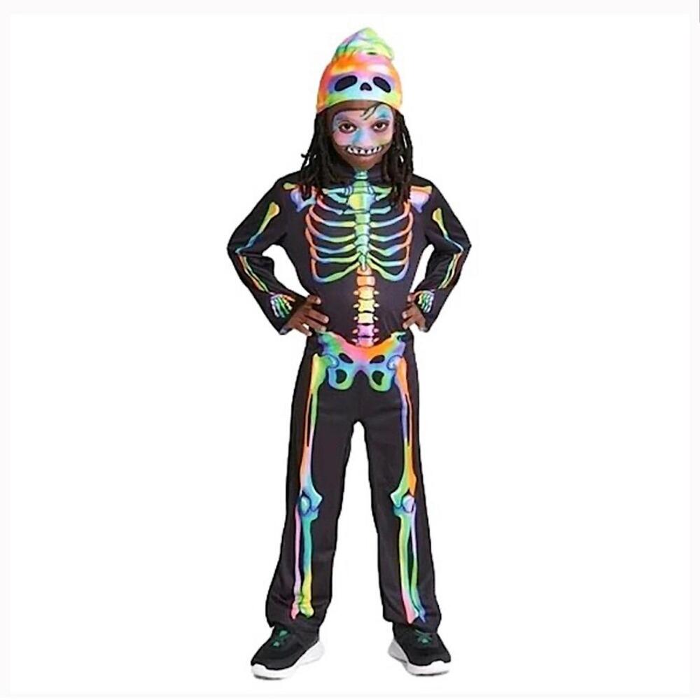 NWT Hyde & Eek Kids M(8) Vibrant Glow Melt Skeleton Costume